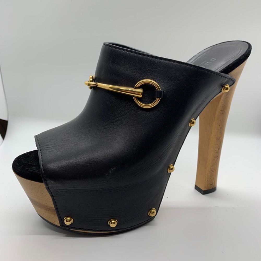 Gucci Horsebit Accent Leather Mules